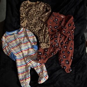 Cozy Kids Footies Set - Leopard, Floral, and Striped Designs